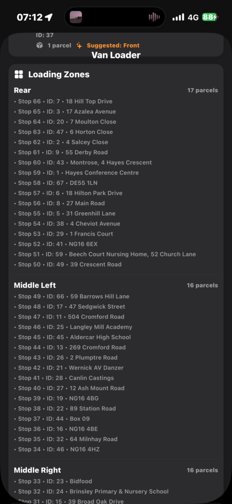 RouteFlow route planning app showing multi-stop route optimisation and driver navigation for delivery drivers